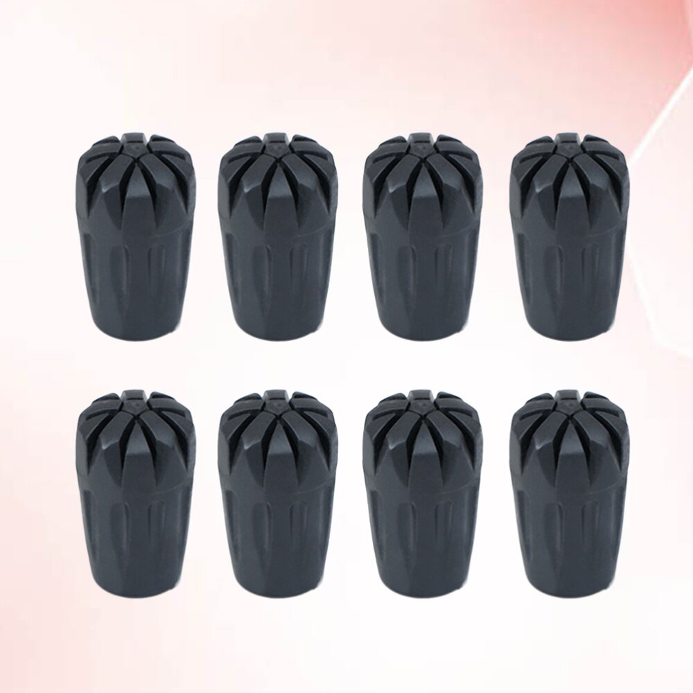 8pcs Trekking Cane Tip Black Hiking Pole Tip Rubber Tip Walking Stick Head Protector for Walking Stick Hiking Pole Trekking Cane