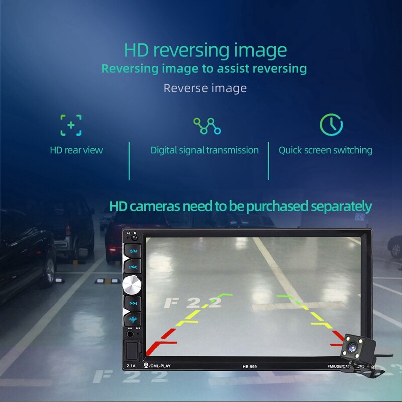 Universele 2 din auto multimediaspeler autoradio 2 din stereo 7 inch druk op sn video  mp5 speler autoradio achteruitrijcamera
