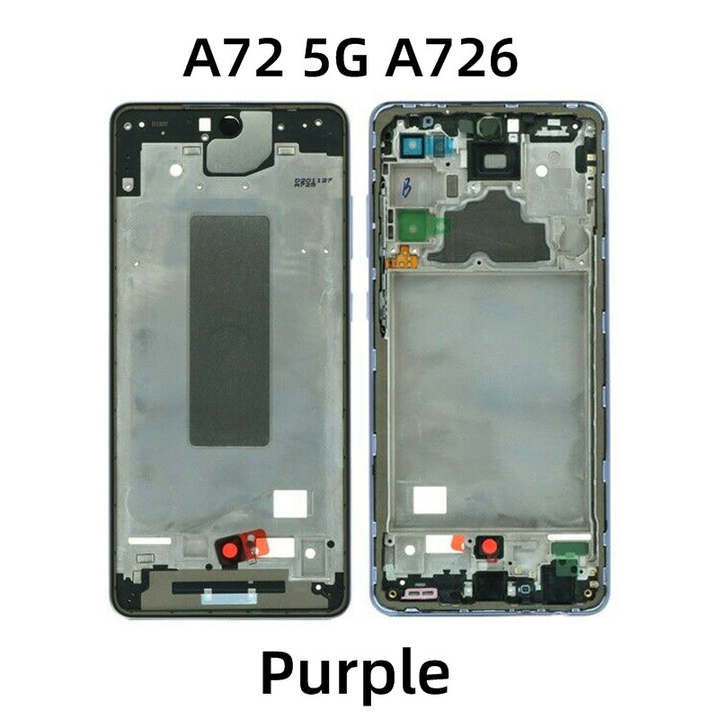 Voor Samsung A72 4G/5G SM-A725 SM-A726 Telefoon Screen Plaat Panel Lcd Bezel Voorframe Behuizing Midden chassis Reparatie Onderdelen: A72 5G Purple