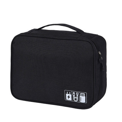 Travel Cable Bag Portable Digital USB Gadget Organizer Charger Wires Cosmetic Zipper Storage Pouch Kit Case Accessories Supplies: M / Black