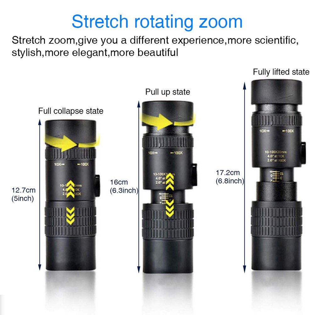 Télescope monoculaire extérieur 300x40mm, support de téléphone, ensemble de trépieds