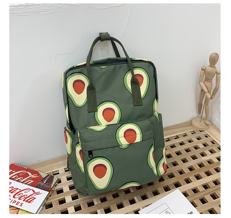 Coréen avocat vert Nylon sac à dos mignon fruits impression fourre-tout sac à dos femmes grand sac à dos scolaire pour adolescente mochila mujer: Camouflage green