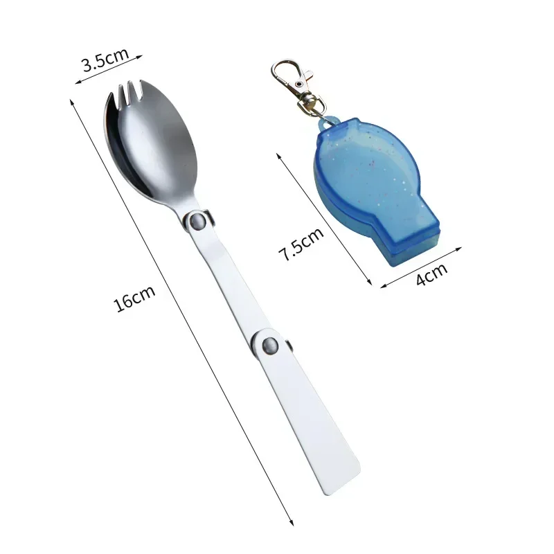 1pc 304 foldbar ske i rustfrit stål, bordservice, udendørs bærbar, tredobbelt ske, gaffel, rejsefoldbar ske: Lilla
