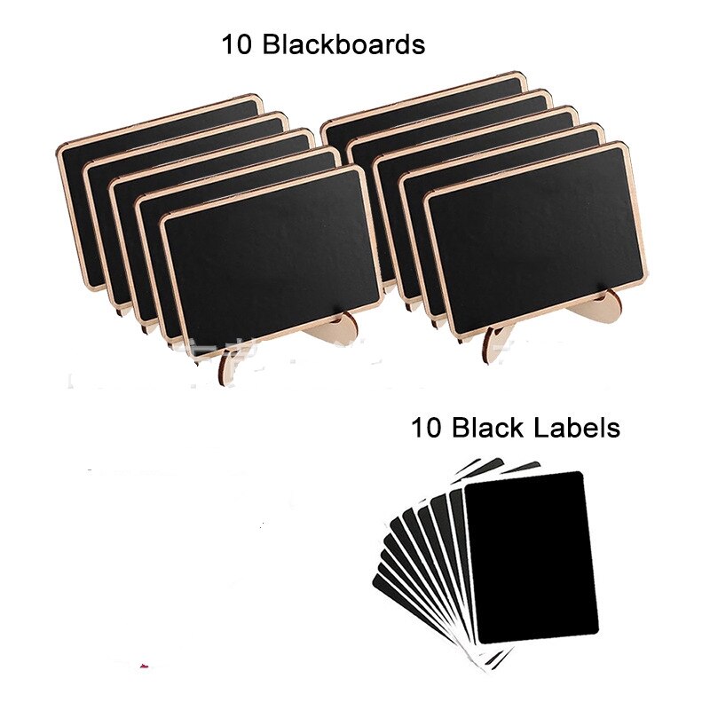 10 sæt træ små tavler håndværk ornamenter firkantet display tavle hjem desktop dekoration diy opslagstavle