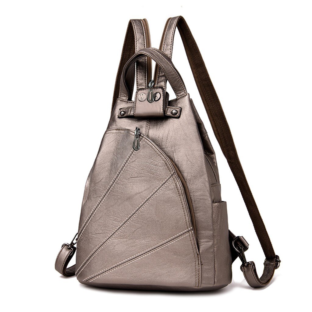 sac à dos en cuir pour femmes rétro voyage collège cartable sacs à dos pour adolescentes solide sac à main sac d'école mochila: Bronze 