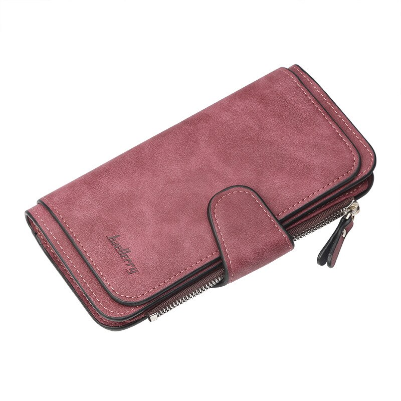 Baellerry nouvelle fermeture à glissière boucle femmes portefeuilles trois fois multi-carte portefeuille givré deux couleurs tissu carte sac porte-monnaie: Dark Red