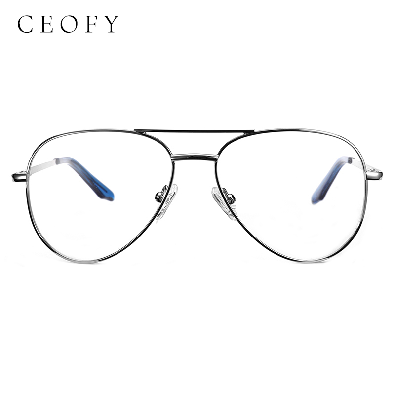 Ceofy Men Retro Aviator Eye Glasses Frames Double Bridges Optical Prescription Spectacles Eyeglasses Frame For Women Men G6039