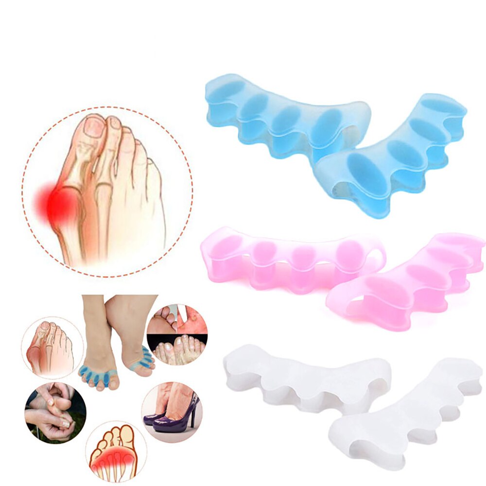 1 par separador de dedos de silicona juanete de pies alisador manicura pedicura separador de dedo pulgar Corrector de pie cuidado de uñas