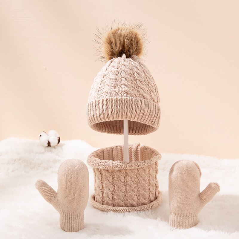 Children Hat Turban Flip Gloves Winter Hat Scarf G. Grandado