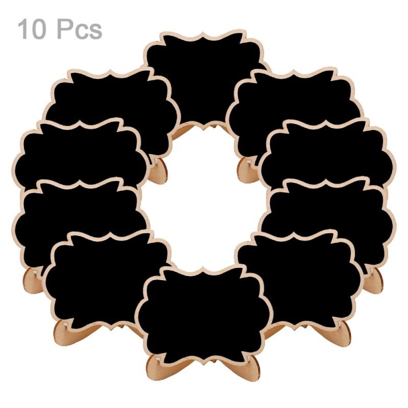 Mini Chalkboard Signs Easel Stand - 10 Pack Wooden White Framed Chalkboard Labels With Easel Stand, Blackboard h: 5