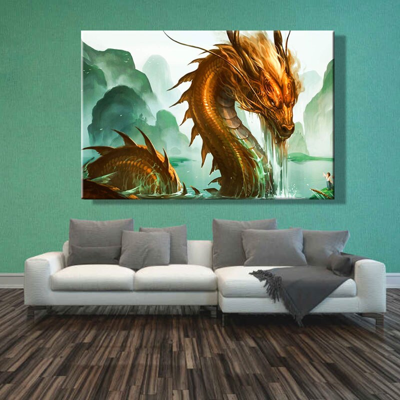 Láminas de manualidades con pintura por números cuadros pintura por números con kits dragón chino mitos y leyendas chinas animales míticos ilustraciones