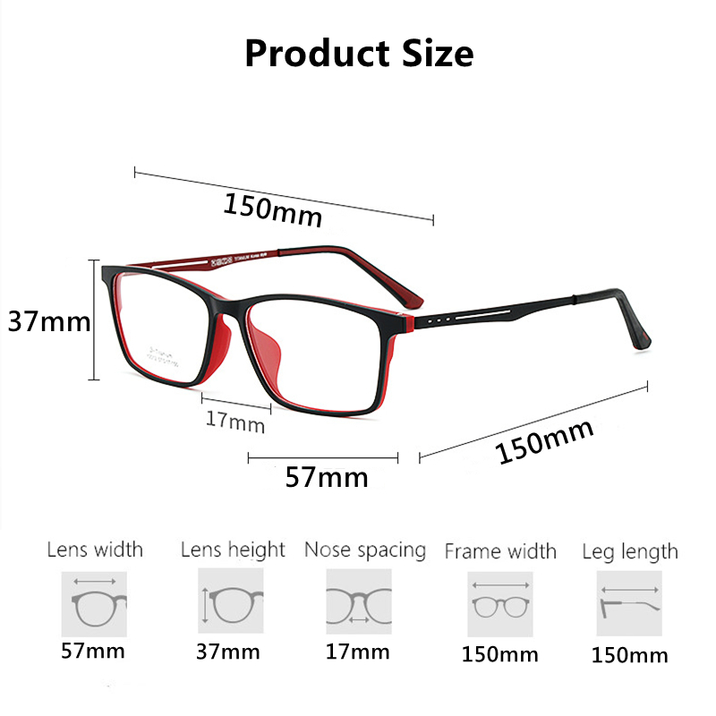 Lunettes surdimensionnées en plastique titane TR90 pour hommes, large monture de lunettes, myopie Prescription optique