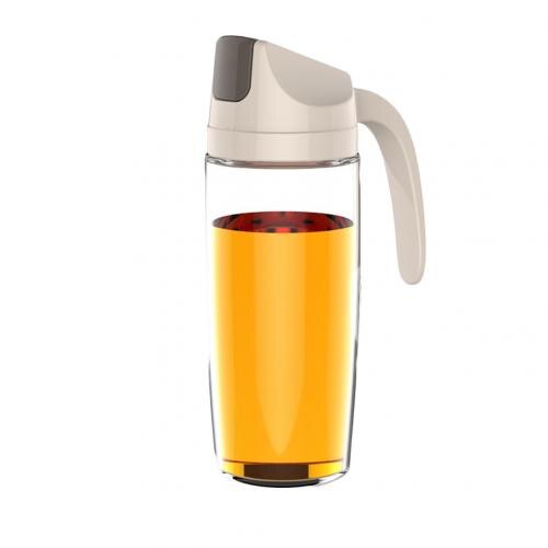 Køkken lækagesikker olivenolie eddike dispenser flaske automatisk låg opbevaring krukke: Abrikos 600ml