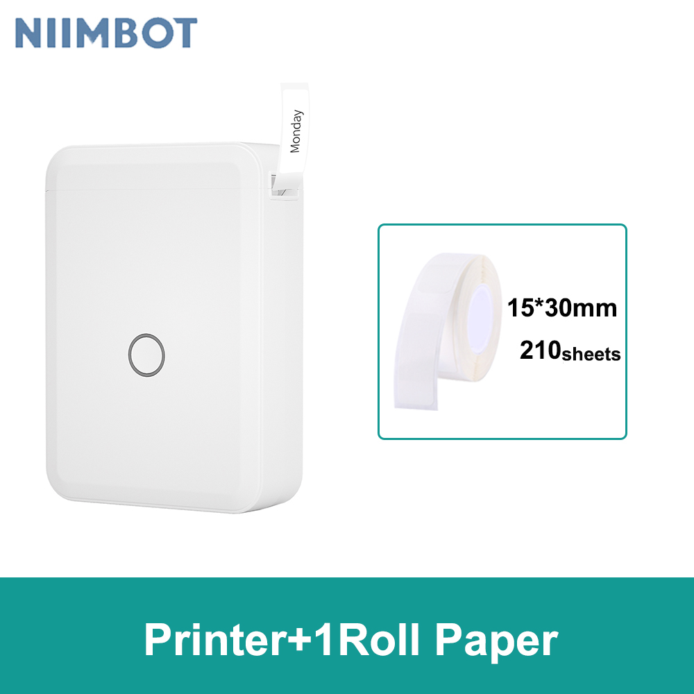 Niimbot D110 Label Maker Machine Mini Pocket Thermal Label Printer All in One BT Connect Prince DIY Date Sticker Label Machine: White-1 paper