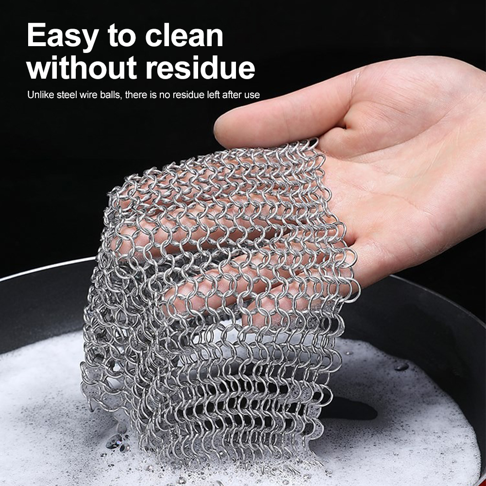 Stainless Steel Cast Iron Cleaner 8 7 6 5 4inch Chainmail Scrubber With Hanging Ring Skillet Grill Scraper Kitchen Accessories