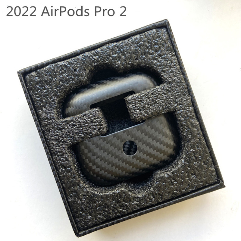 Funda de auriculares de fibra de carbono Real para Apple AirPods Pro 2(2022) auriculares inalámbricos Bluetooth de fibra de carbono para AirPods Pro)