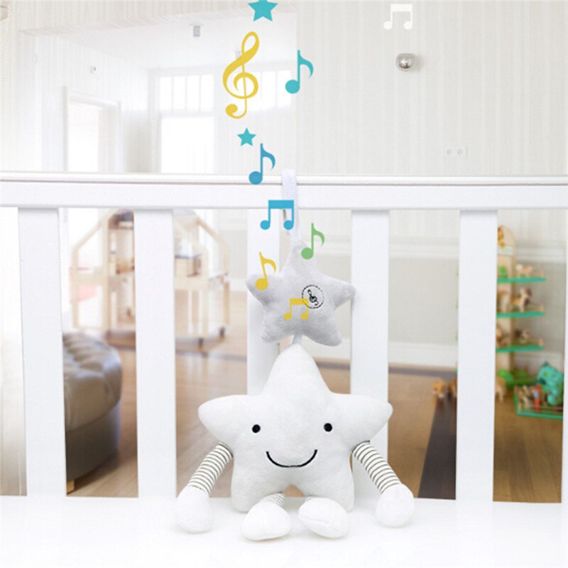 Wind Chime Hanging Singing Stroller Baby Bed Hanging Rattle White Star Music Bed Hanging Bed Bell Accompany Toy For Newborn