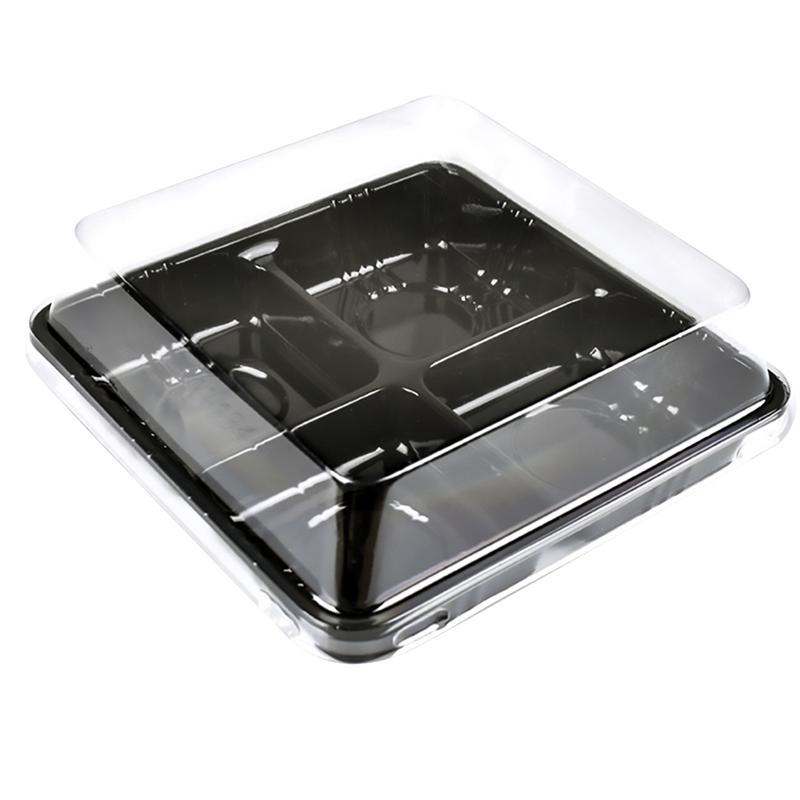 20Pcs Four Grid Packing Box Dessert Tray Disposable Takeout Container 12 x 12 x 4.5 cm