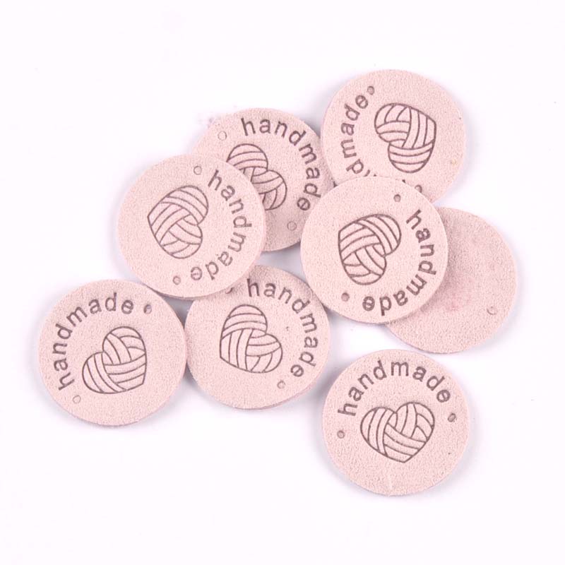 20 piezas, 2,5 cm, tela redonda de PU, etiquetas en relieve hechas a mano, etiqueta de bandera DIY para accesorios de costura de prendas cp3436: Opaco