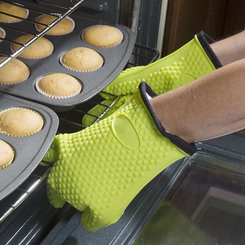 1 stk anti-skoldning silikone handsker mikroovn luffer madlavning bagning bbq grill grydelapper varmebestandige skridsikre køkkenhandsker