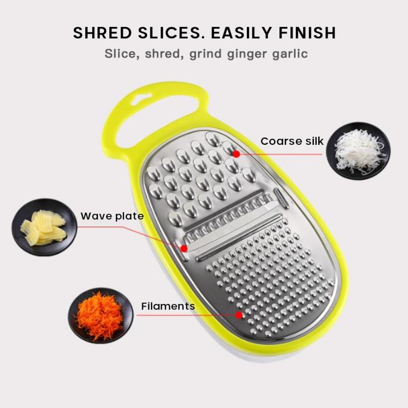1PC Cheese Grater Practical Stainless Steel Cheese Cutter With Container Multifunctional Manual Potato Vegetable Grater Tool