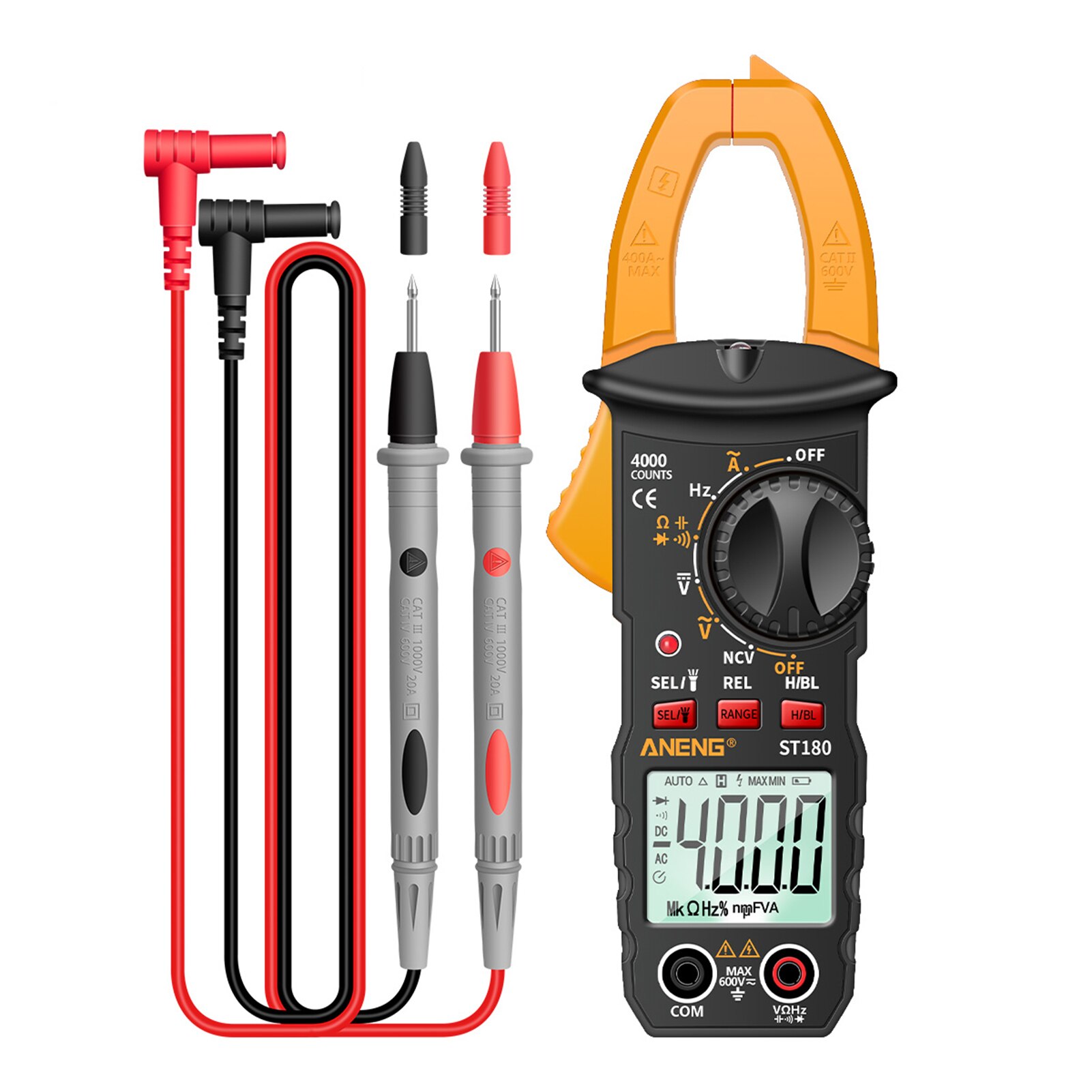 ST180 Digital Clamp Meter Multimeter 4000 Counts Clamp Multimeter Voltmeter Ammeter AC DC Voltage Current Meter Universal Meter