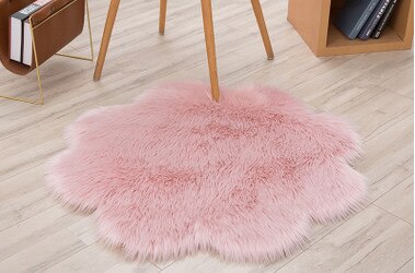 Fluffy Rugs Anti-Slip SHAGGY RUG Super Soft Carpet Mat Living Room Floor Bedroom Flower Shaped Fluffy Rug: 40cm / 3