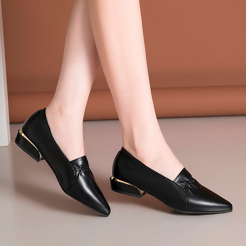 Lente herfst lage hakken kantoor dames schoenen puntige neus basic pumps nette schoenen zwarte bootschoenen rode instappers zapatos mujer 8690n