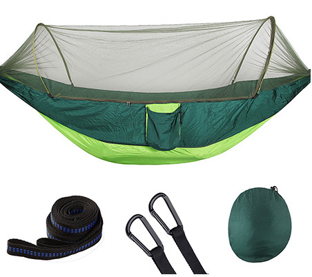 290*140 Hangmat Met Anti-Mug Outdoor Dubbele Nylon Parachute Doek Camping Klamboe Snel Open Hangmat: Chocolade