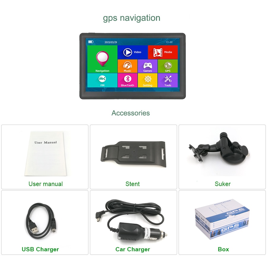 Nawigacja GPS 7 cal nawigacja samochodowa GPS MTK 800MHz Baran 256M Rom 8G HD 800*480 system nawigacji nowy i aktualną pogodę lub przeczytaj ostatnie wsparcie upuszczać Wysyłka 