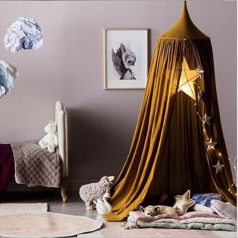 KAMIMI Baby Bed Curtain Children Room Decoration Crib Netting Baby Tent Washed Cotton Cloth Hung Dome Baby Mosquito Net Photogra