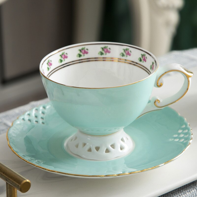 Traditionelle kinesiske tekopper sæt kongeligt benporcelæn keramisk kopsæt kaffekrus blomst lille xicara drinkware  eb50bd: Blå