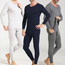 Men Pajama Sets Thermal Long Johns Top T Shirt Bottom Trouser Autumn Winter Warm Soft Comfortable Underwear Set Full Sleeve Male