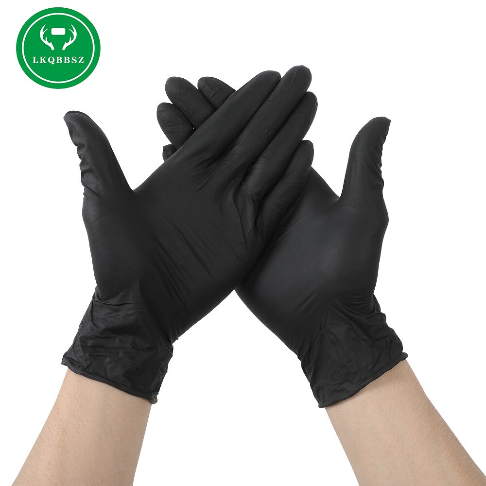 Kertakäyttökäsineet nitriili pvc lateksi astianpesu/keittiö/työ/kumi/puutarha universaali vasemmalle ja oikealle kädelle: 20 kpl-musta / Xl