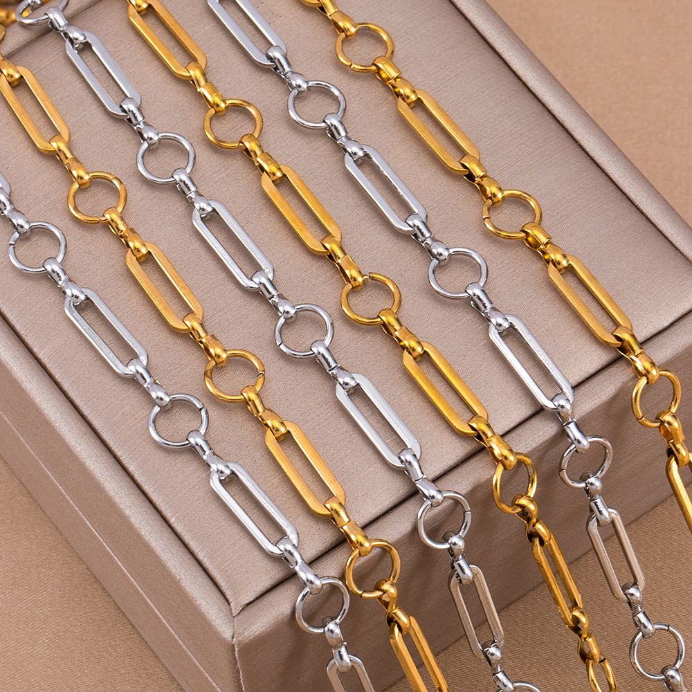Cadena chapada en oro de acero inoxidable de 1 metro, Cable de barra larga, cadena circular redonda para DIY, collar, pulsera, accesorios para hacer joyas
