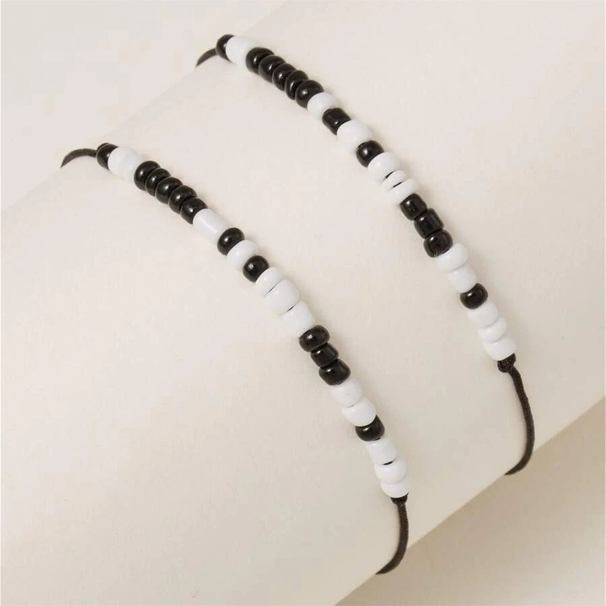 Trendy jeg elsker dig morsekode sorte og hvide risperler 2 flettede justerbare pararmbånd pulseras mujer brazaletes: Default Title