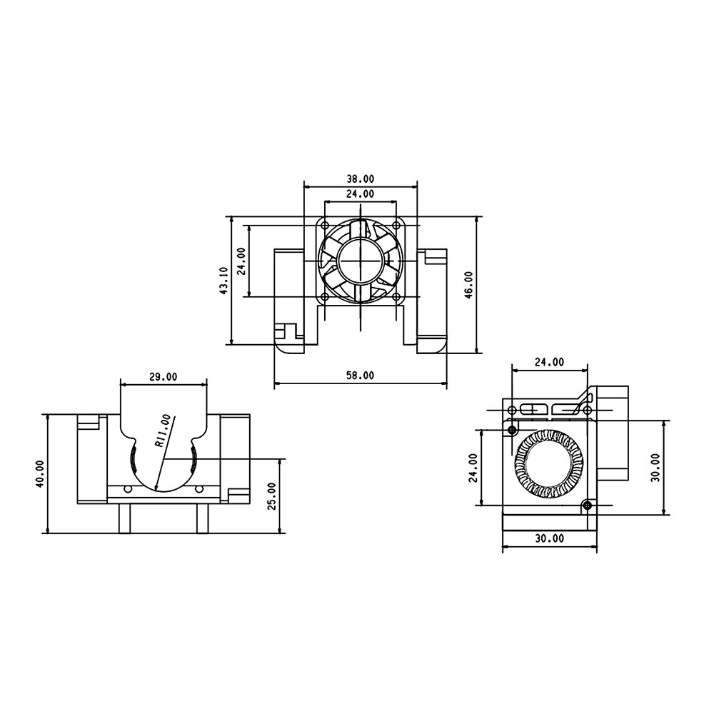 E3D V6 Hotend Upgrade Pack En Vervangende Onderdelen 3D V6 Hotend 12V/24V, 3 Ventilator Gekoeld Hotend Upgrade Kit