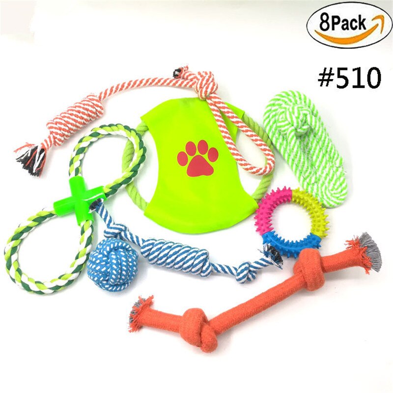 Newest Puppy Pet Dog Toys Set Pet Dog Chew Toys Rope Durable Cotton Clean Teeth for Small to Medium Dogs Randomly Colors 4-10pcs
