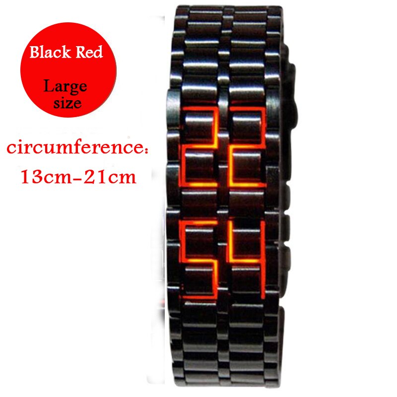 Blauw Lava Led Digitale Heren Horloge Stijl Ijzer Zwart Zilveren Armband Geïnspireerd Elektronische Horloge Часы Мужские: Black Red L
