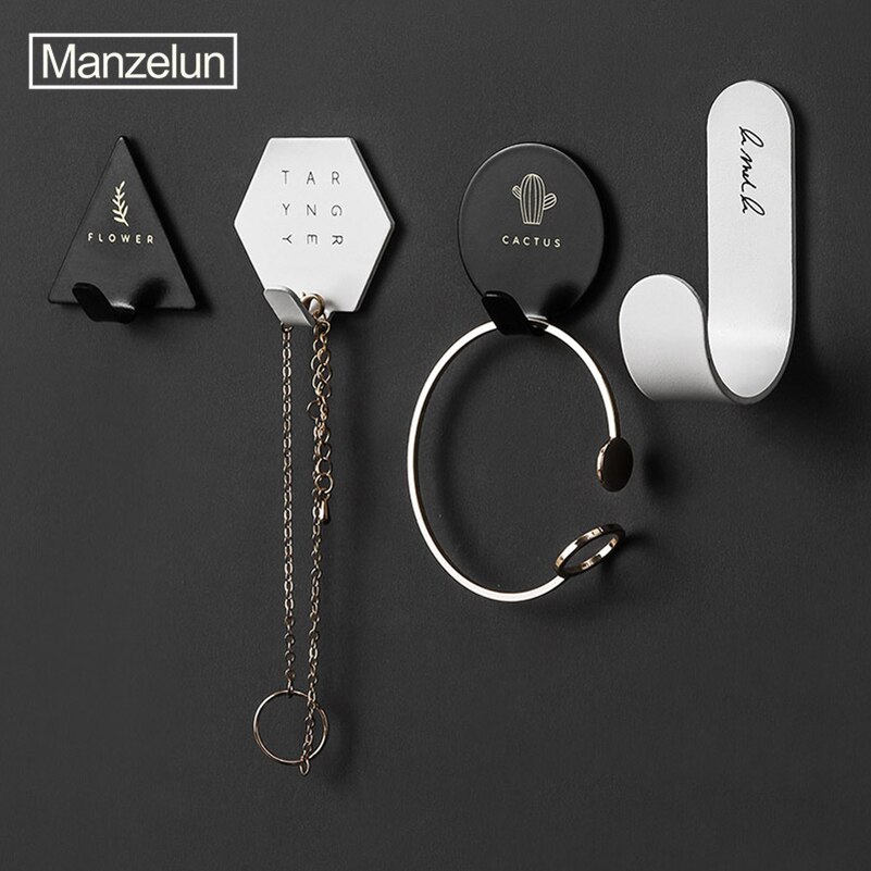 Minimalist Key Hook Kids Wall Coat Hanger Letter Rack Geometric Key Holder Self-adhesive Stand Home Decoraction 4pcs