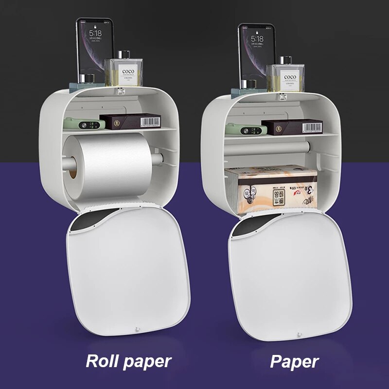 Toilet Paper Holder Waterproof Tray Roll Tube for Toilet Paper Storage Box Double Layer Tray Tissue Box Shelf Bathroom Product
