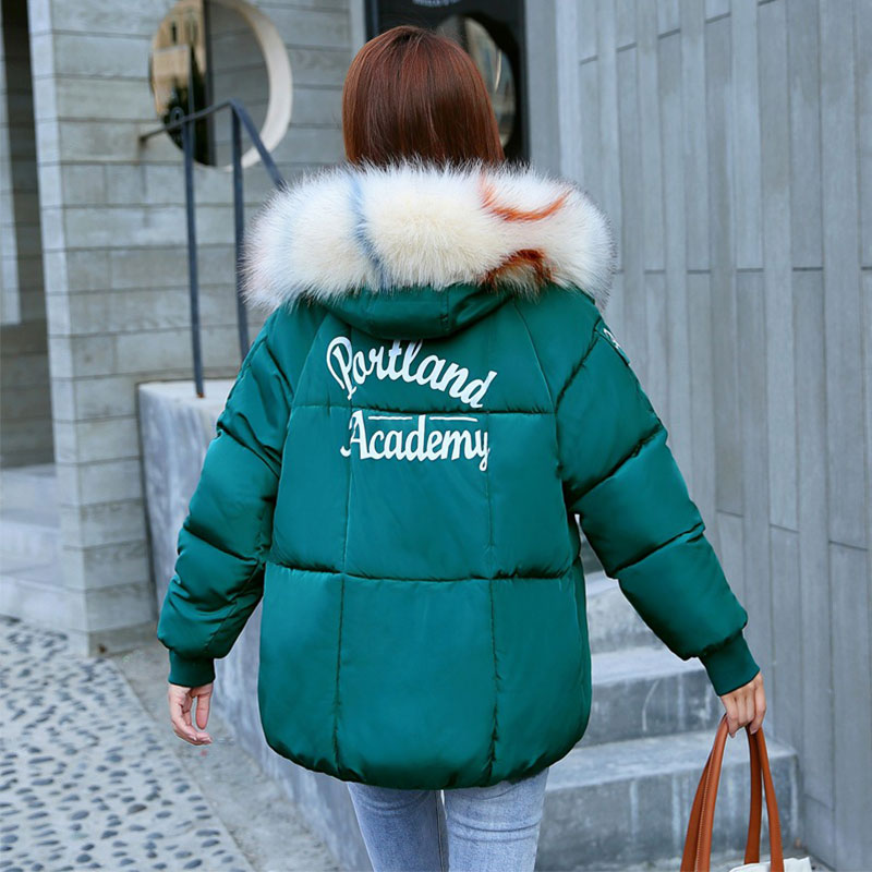 Chic kort päls kappa luva vinterdunjacka kvinnlig oversize jacka bomull vadderad parkas wind breaker ärmar stor ficka