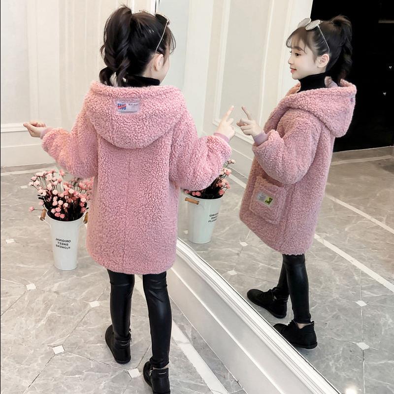 Fall Winter Kids Meisjes Pluche Uitloper Jassen Kleding Kinderen Hoodies Lam Pluizige Jas Tieners Dikke Warme Tops Rits Kleding