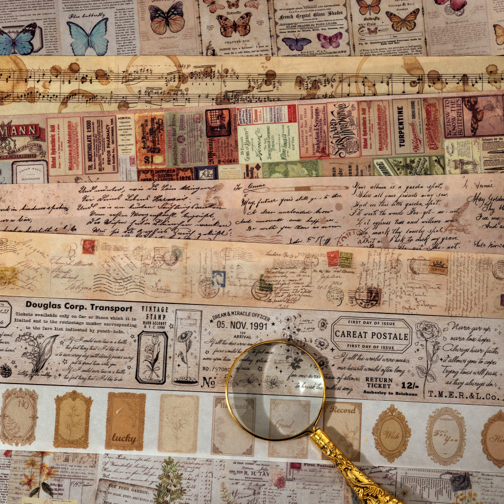 Cintas decorativas Washi con letras Vintage de 2m, 35cm de longitud de ciclo, decoración para álbum de recortes, etiqueta para diario basura, papelería, pegatinas artesanales