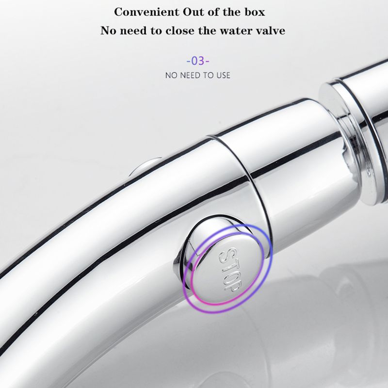 Handheld Shower Head High Pressure Chrome 3 Spary Setting with ON/OFF Pause Switch Water Saving Adjustable Luxury Spa Detachable