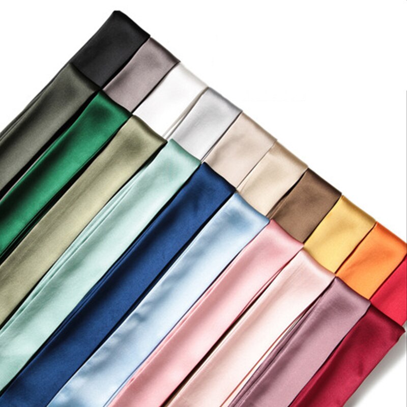 Twill Emulation Silk Solid Bag Scarf Women Small Scarf Ribbon Handbag Hair Long Shawl Bandana Luxury Head Scarf