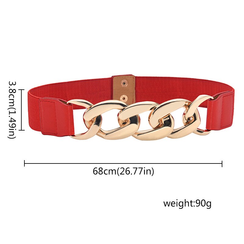 Gold Color Chain Buckle Waist Belt for Dress ElasticWide Ladies Belt All-match Coat Sweater Women Belt Waistband