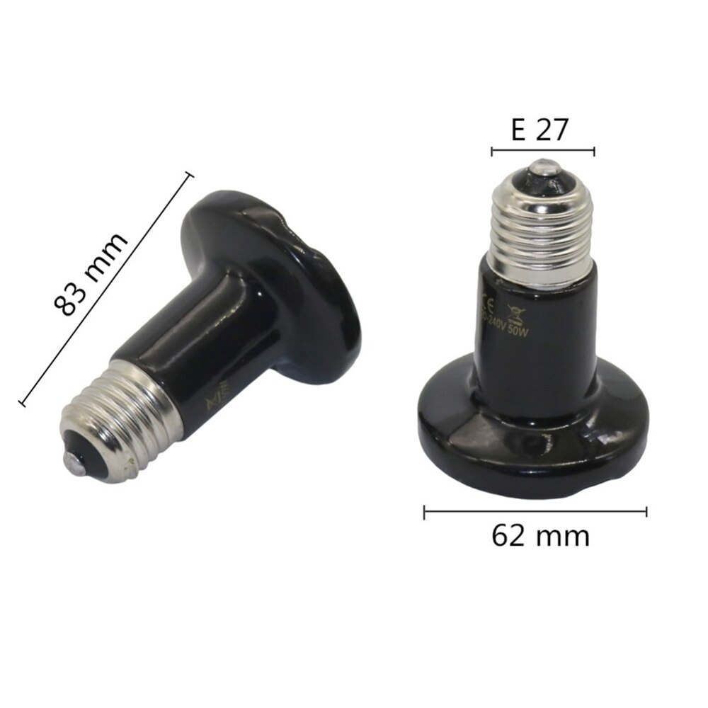 Dikkere kleine mini reptiel huisdier ver infrarood keramische verwarmingslamp warmtelamp 25w 50w 75w gereedschap