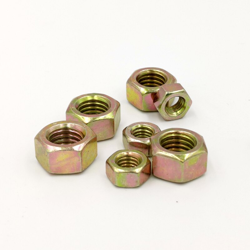 [M4-M20] Grade 8 color zinc hex nut yellow zinc nut yellow zinc plated nut color screw cap
