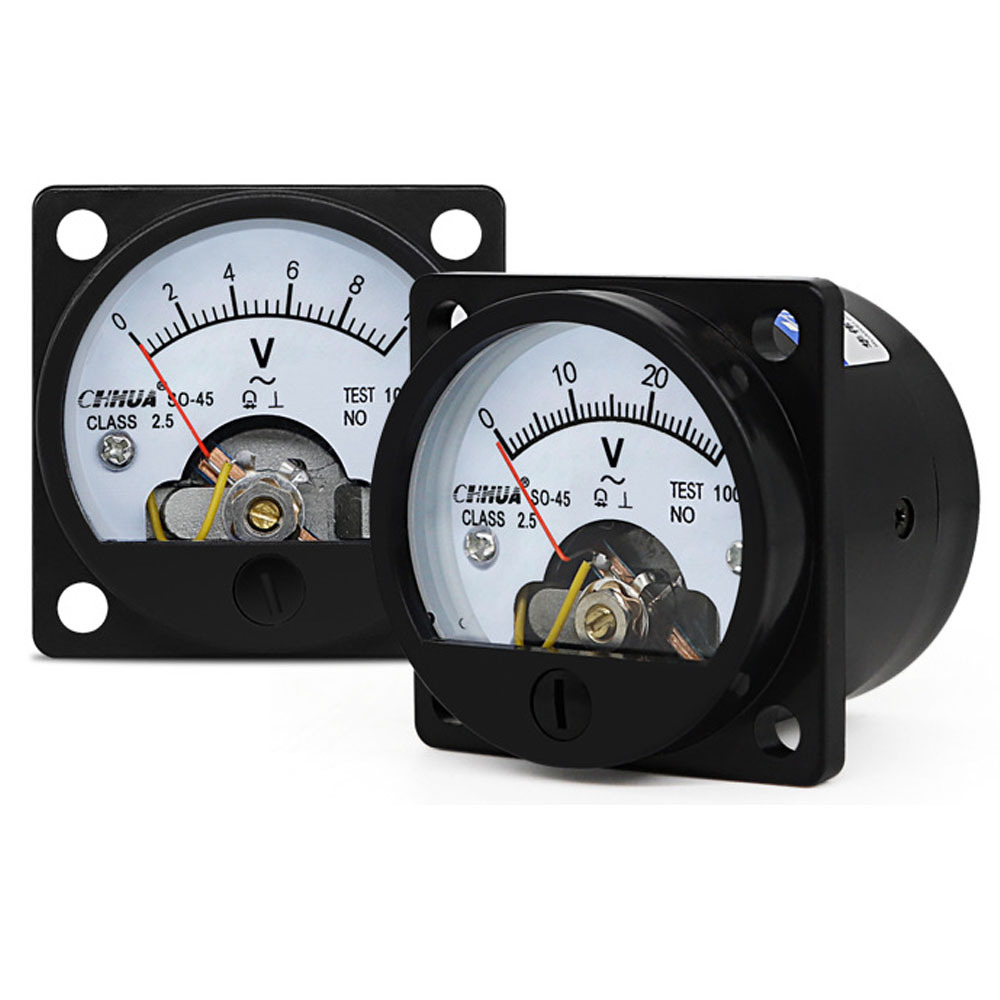 SO-45 AC Analog Voltmeter 5V 10V 15V 20V 25V 30V 50V 75V 100V 150V 200V 300V 450V 500V 600V 800V Pointer Voltage Panel Meter: 24W